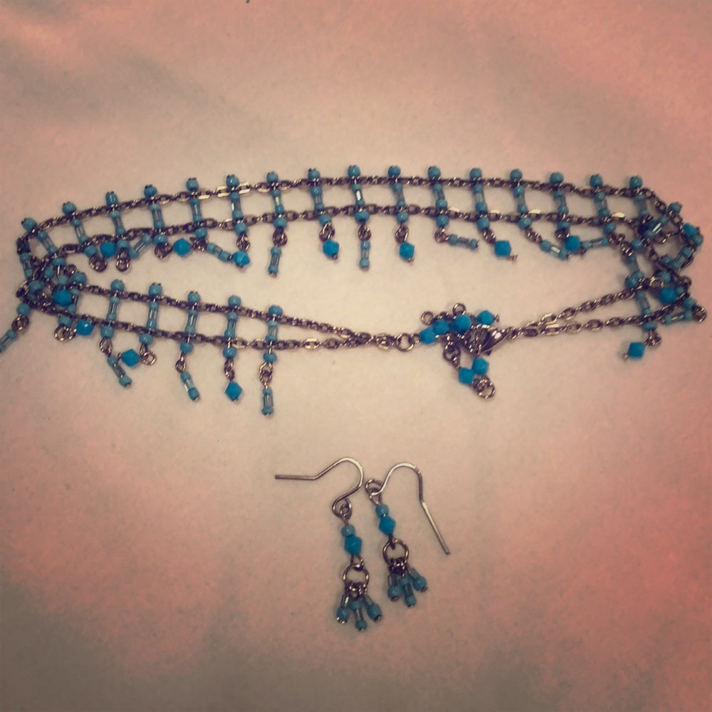 Turquoise colored bead Jewelry Set